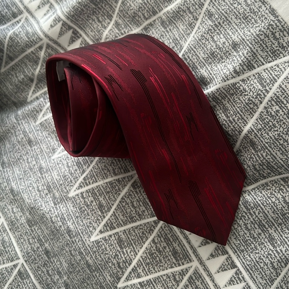 STEEL deep crimson red mens tie - ONE SIZE